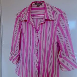 Lady blouse with pink stripes